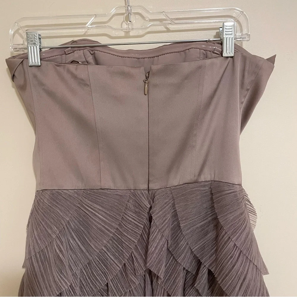 BCBGMaxazria Jaquier Dress Hazlenut Taupe Cocktail Tulle Dress Sz 4
